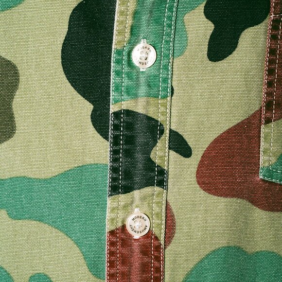 Modern Amusement Camo Short-Sleeve Button-Down Shirt – Teal/Olive/Rust – Men - Picture 4 of 11